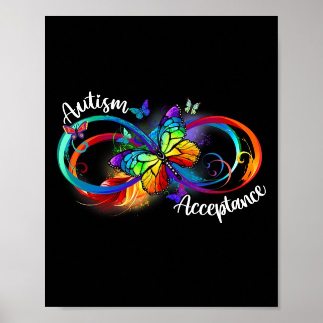 Autism Red Instead Infinity Symbol Autistic Accept Poster (Front)