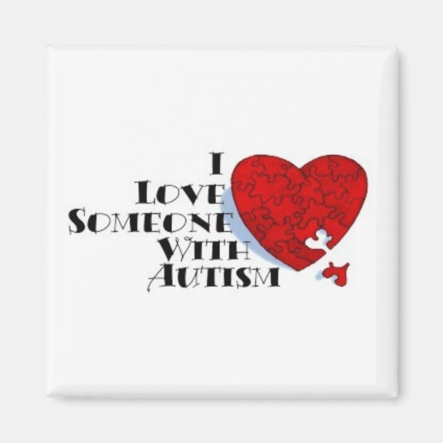 Autism: Red Puzzle Heart Magnet (Front)