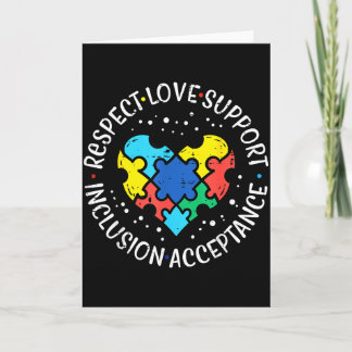 Autism Respect Love Inclusion Acceptance Awareness Card