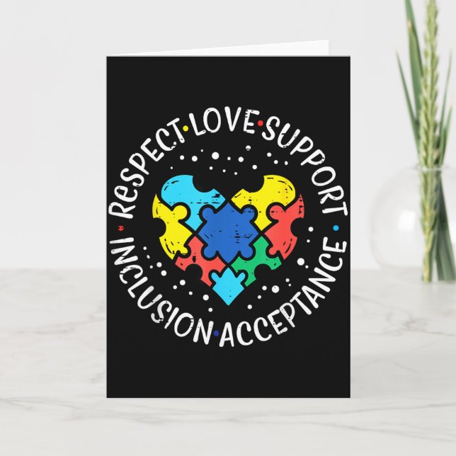 Autism Respect Love Inclusion Acceptance Awareness Card (Front)