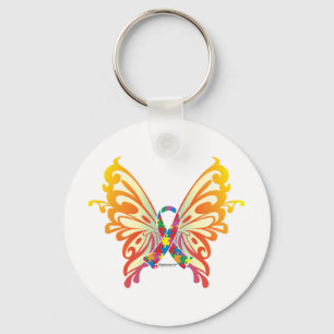 Autism Ribbon Butterfly Key Ring