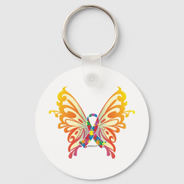 Autism Ribbon Butterfly Key Ring (Front)