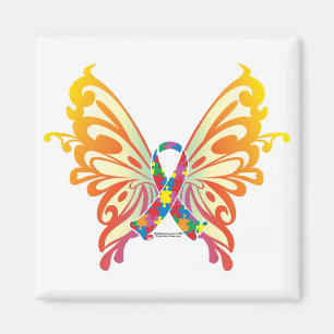 Autism Ribbon Butterfly Magnet