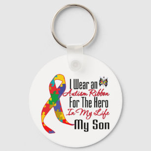 Autism Ribbon Hero in My Life My Son Key Ring