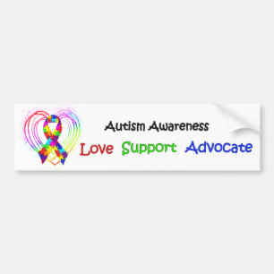 Autism Ribbon on Heart Bumper Sticker