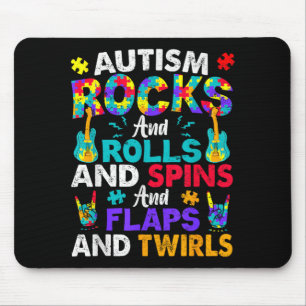 Autism Rock and Roll and Spin Autism Awareness Men Mouse Pad