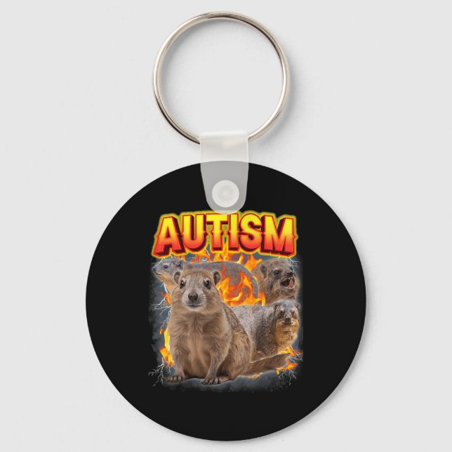 Autism Rock Hyrax Inappropriate Funny Oddly Specif Key Ring (Front)