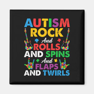 Autism Rock Roll Spin Twirls Guitar Puzzle Neurodi Magnet