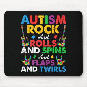 Autism Rock Roll Spin Twirls Guitar Puzzle Neurodi Mouse Pad
