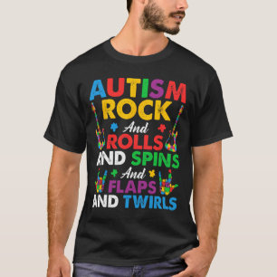 Autism Rock Roll Spin Twirls Guitar Puzzle Neurodi T-Shirt