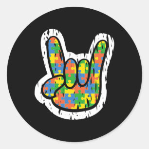 Autism Rocking Hand Disabilities Month Classic Round Sticker