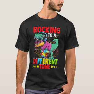 Autism Rocking To A Different Tone T-Rex Holds Puz T-Shirt