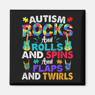 Autism Rocks And Rolls And Spins Autism Awareness Magnet
