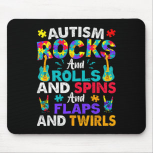 Autism Rocks And Rolls And Spins Autism Awareness Mouse Pad