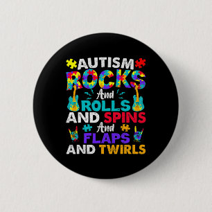 Autism Rocks And Rolls Fun Autism Awareness Month 6 Cm Round Badge