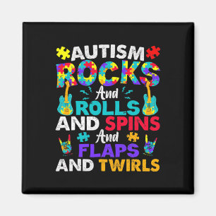 Autism Rocks And Rolls Fun Autism Awareness Month Magnet