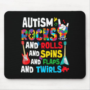 Autism rocks rolls spins flaps autism awareness mouse pad