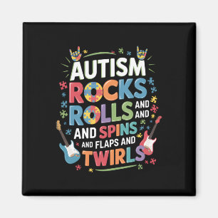 Autism Rocks Rolls Spins Flaps Awareness Boys Kids Magnet