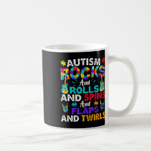 Autism Rocks Rolls Spins Flaps Awareness Kids Wome Coffee Mug