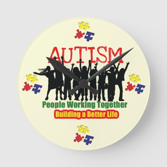 Autism Round (Medium) Clock (Front)