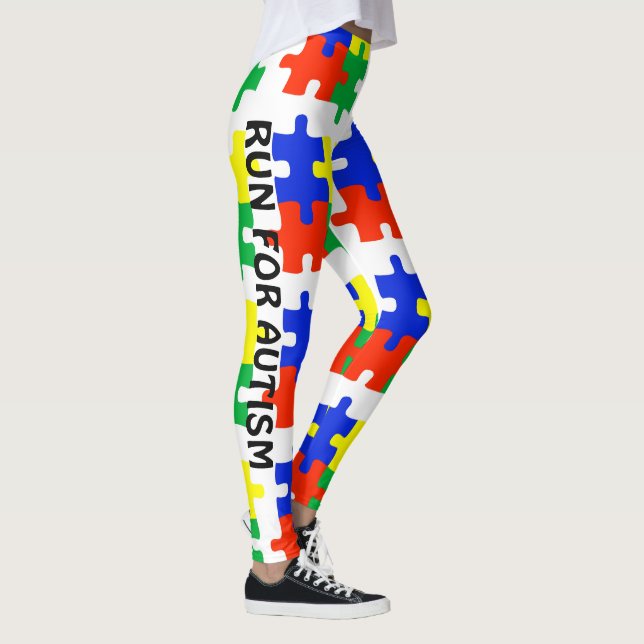 Autism Running Leggings Puzzle Pants Warrior Mum (Right)