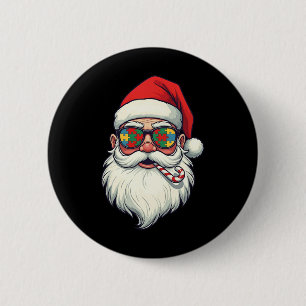 Autism Santa Claus Candy Cane Christmas Womens Men 6 Cm Round Badge