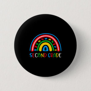 Autism School Teachers 2nd Grade Rainbow Awareness 6 Cm Round Badge