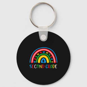 Autism School Teachers 2nd Grade Rainbow Awareness Key Ring