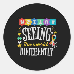 Autism Seeing The World Differently Autism Awarene Classic Round Sticker