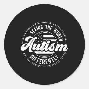 Autism Seeing The World Differently Autism Awarene Classic Round Sticker