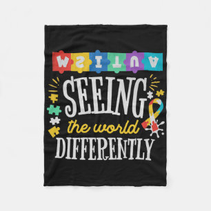 Autism Seeing The World Differently Autism Awarene Fleece Blanket