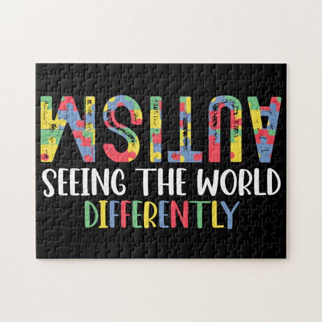 Autism Seeing The World Differently Autism Awarene Jigsaw Puzzle (Horizontal)