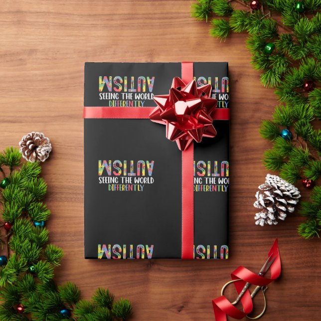 Autism Seeing The World Differently Autism Awarene Wrapping Paper (Holiday Gift)