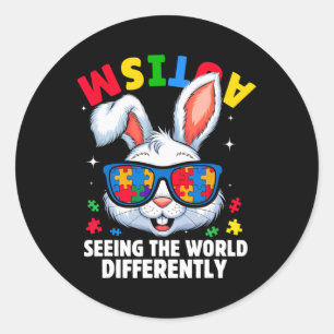 Autism Seeing The World Differently Awareness Bunn Classic Round Sticker