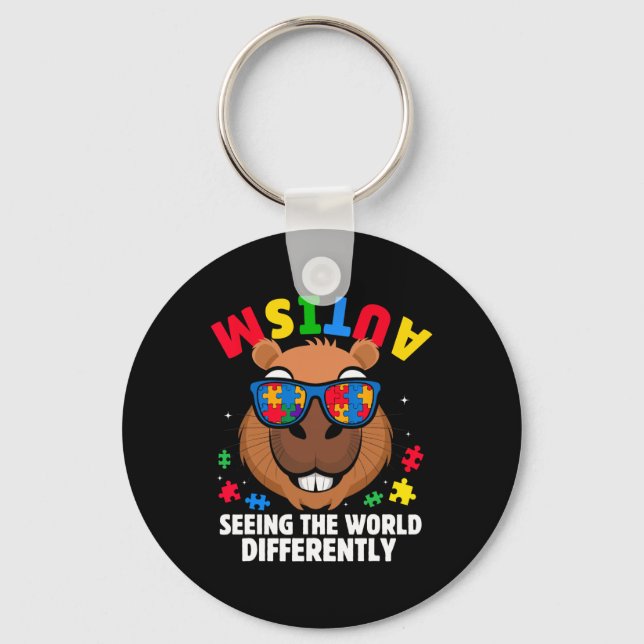 Autism Seeing The World Differently Awareness Capy Key Ring (Front)