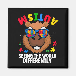 Autism Seeing The World Differently Awareness Capy Magnet