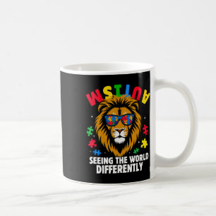 Autism Seeing The World Differently Awareness Lion Coffee Mug