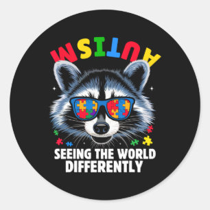Autism Seeing The World Differently Awareness Racc Classic Round Sticker