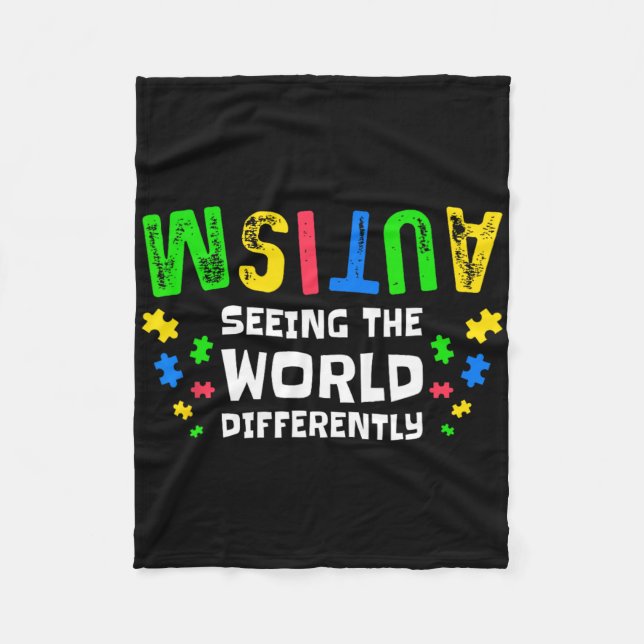 Autism Seeing The World Differently Neurodiversity Fleece Blanket (Front)