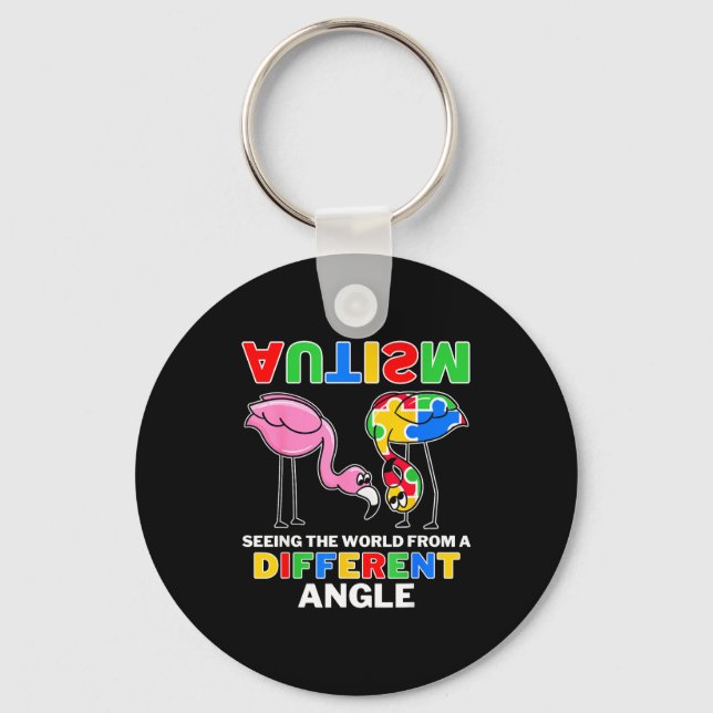 Autism Seeing The World From A Different Angle Fla Key Ring (Front)
