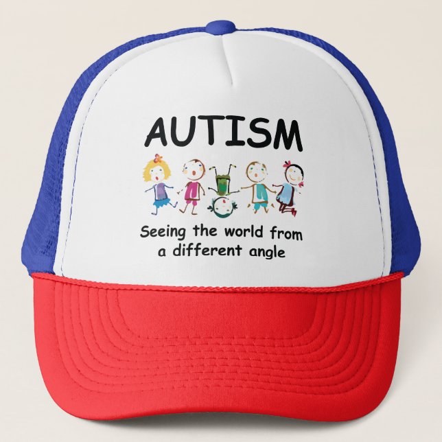 Autism...seeing the world from a different angle trucker hat (Front)