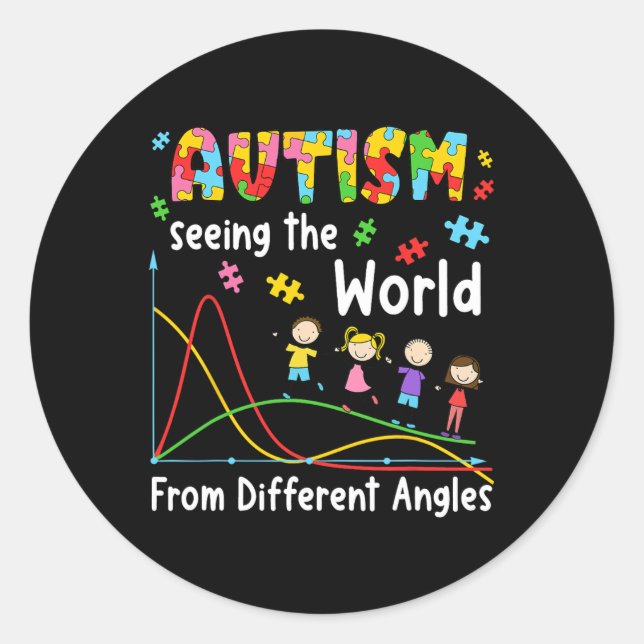 Autism Seeing World From Different Angles Sped Mat Classic Round Sticker (Front)