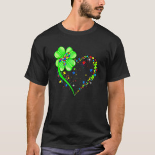 Autism Shamrock C Heart Puzzle Piece St Patricks D T-Shirt