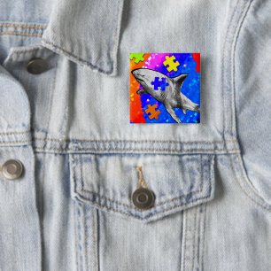 Autism Shark 15 Cm Square Badge