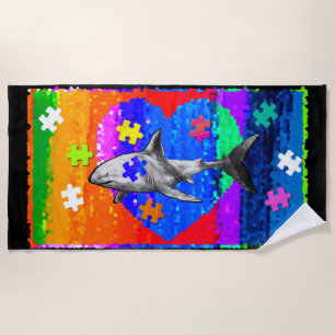 Autism Shark Beach Towel