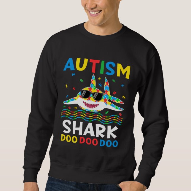 Autism Shark Puzzle Awareness Day Cute For Boys Gi Sweatshirt (Front)