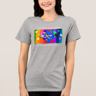 Autism Shark WOMANS GRAY Tri-Blend Shirt