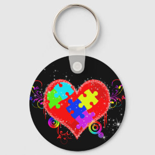 Autism Shining Heart Key Ring