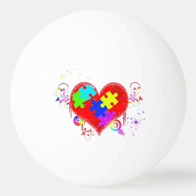 Autism Shining Heart Ping Pong Ball (Front)