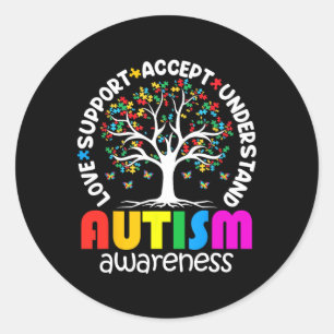 Autism Shirt Love Accept Support Autistic Autism A Classic Round Sticker